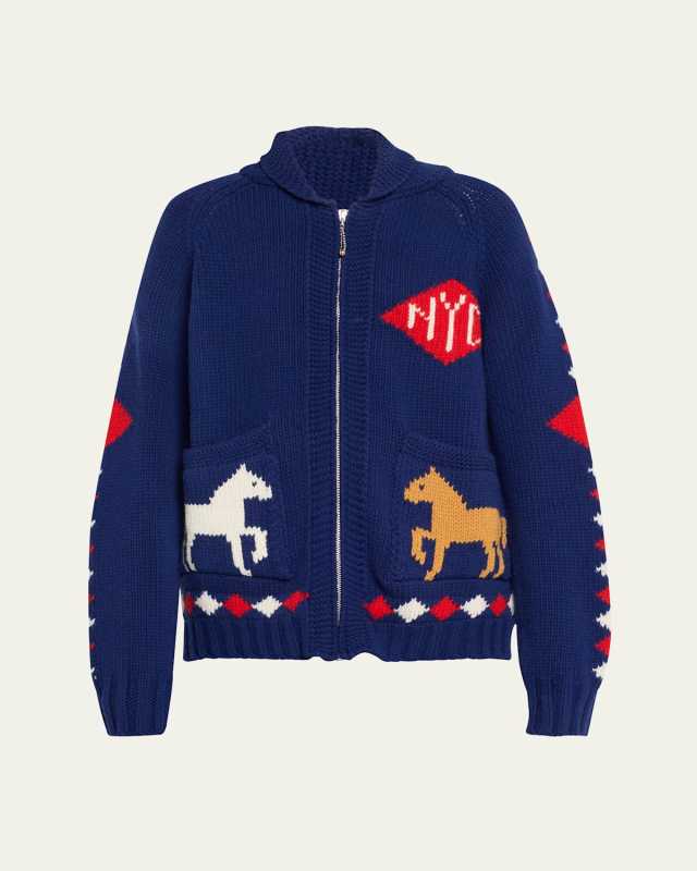 Diamond Corral Horse Merino Wool Cardigan